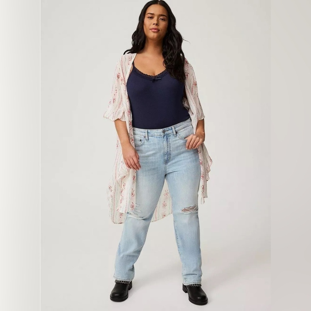 TORRID Shirttail Kimono Floral Striped